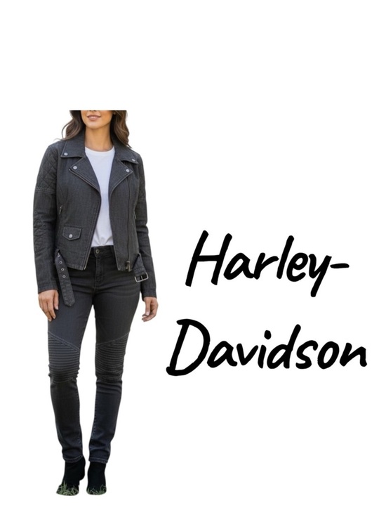 Harley-Davidson Jackets & Blazers - Harley-Davidson black denim slim fit moto jacket y2k biker grunge size L